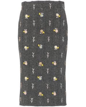 YANYAN KNITS ポインテールニット スカート - グレー