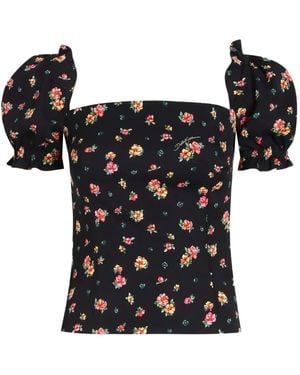 Dolce & Gabbana Floral Puff-Sleeve Blouse - Black