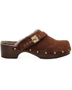 Scholl Pescura Robin Fur Clogs - Brown
