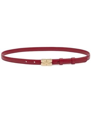 Ganni Kat Logo-Buckle Leather Belt - White