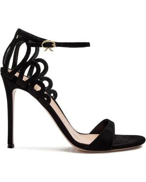 Gianvito Rossi Elisa 105Mm カットアウト スエードサンダル - ブラック
