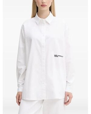 KARL LAGERFELD Logo-Embroidered Shirt - White