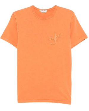 JW Anderson Anchor-Embroidered T-Shirt - Orange