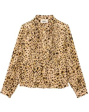 Ba&sh Hony Pleated Animal-Print Shirt - Metallic