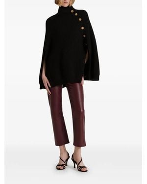 Alberta Ferretti Cape Boutonnée En Maille Nervurée - Black