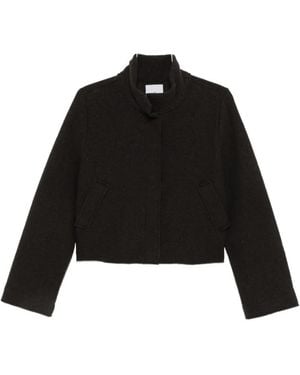 Whyci High-Neck Cropped Coat - Black