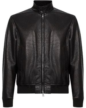 Tagliatore Dark Nappa Leather Bomber Jacket - Black