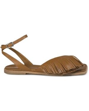 Vic Matié Fringed Flat Sandals - Brown