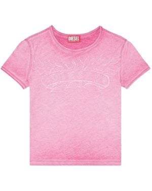 DIESEL Slim T-Shirt With Logo Print - Pink