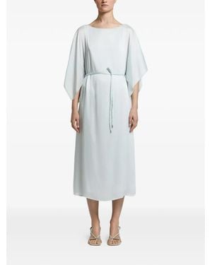 Peserico Crinkled Tie-Waist Midi Dress - Blue
