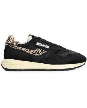 Autry Reelwind Low Leopard-Print Panelled Trainers - Black