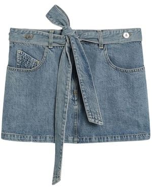 The Attico Belted Denim Mini Skirt - Blue