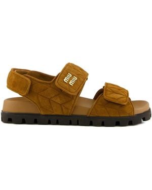 Miu Miu Gesteppte Sporty Sandalen Mit Doppelriemen - Braun