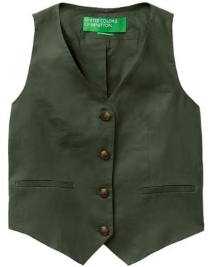 Benetton V-Neck Button-Up Waistcoat - Green