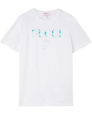 PUCCI T-Shirt En Coton À Logo - White