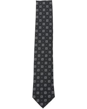 BOSS Geometric-Pattern Tie - White