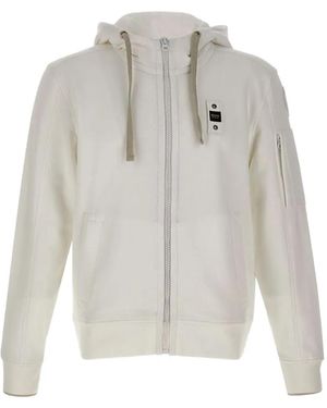 Blauer Zip-Up Drawstring Hoodie - White