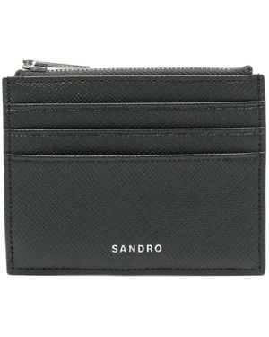 Sandro Textured Zip-Around Card Holder - Black