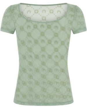Marine Serre Moonogram Round-Neck T-Shirt - Green