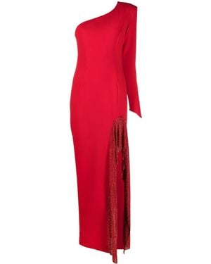 Jean Louis Sabaji One-Shoulder Side-Slit Maxi Dress - Red