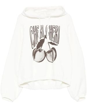 Dorothee Schumacher Top con capucha y cerezas estampadas - Blanco