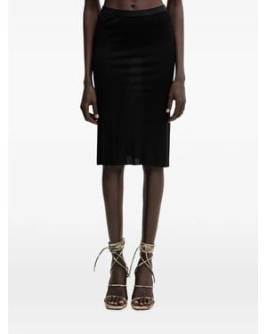 Rick Owens Elasticated-Waistband Jersey Midi Skirt - Black