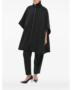Stella McCartney Logo-Embroidered Zip-Up Cape - Black