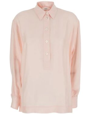 Grifoni Button-Placket Long-Sleeve Blouse - Pink