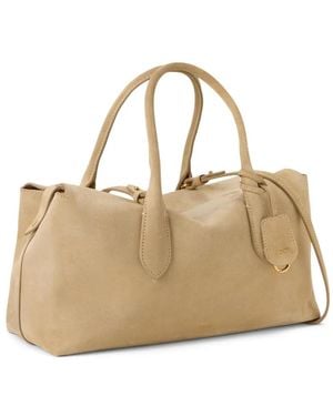 Polo Ralph Lauren Bellport Suede Satchel Tote Bag - Natural