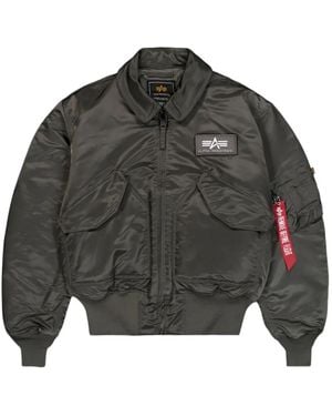 Alpha Industries Bomber Con Logo - Grigio