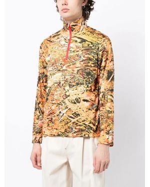 Palmier Graphic-Print Half Zip-Up Sweatshirt - Metallic
