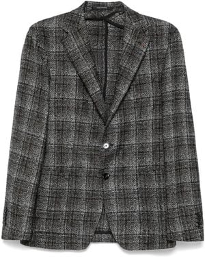 Tagliatore Plaid Wool Blend Jacket - Black