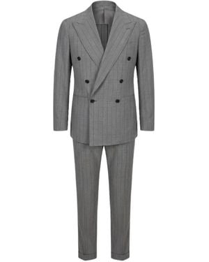 Franzese Collection Beckham Double-Breasted Pinstriped Suit - Grey