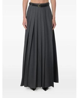 Self-Portrait Belted Pleated Maxi Skirt - Black