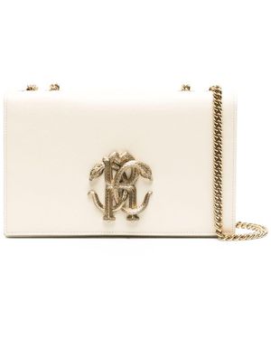 Roberto Cavalli Mirror Snake レザーショルダーバッグ - ナチュラル