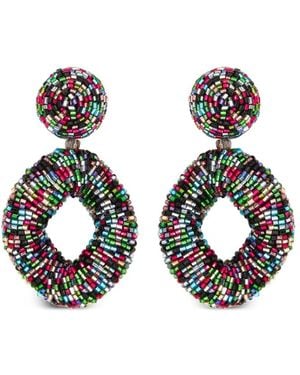 Oscar de la Renta Beaded Circle Earrings - Black