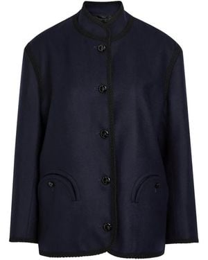 Blazé Milano Chaqueta De Lana Con Ribete Trenzado - Azul