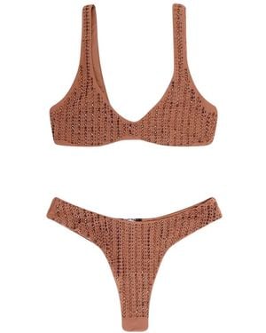 VENUJA Crystal-Embellished Bikini - Brown