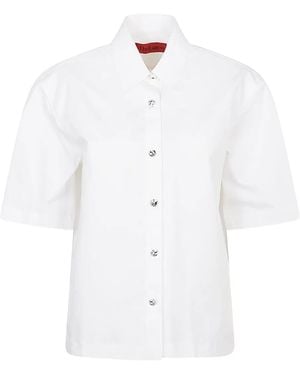 Thelatest Camicia A Maniche Corte Con Bottoni Gioiello - Bianco