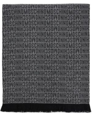 Moschino Logo-Jacquard Wool Scarf - Grey