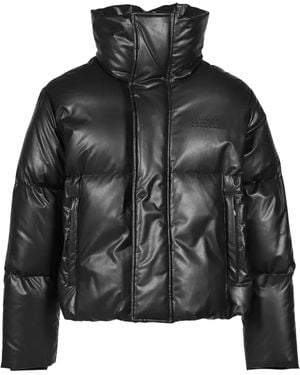 MM6 by Maison Margiela Faux-Leather Padded High-Neck Jacket - Black