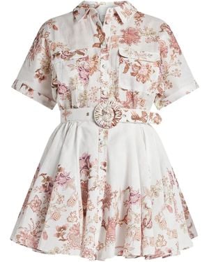 Hemant & Nandita Diza Floral Belted Mini Dress - White