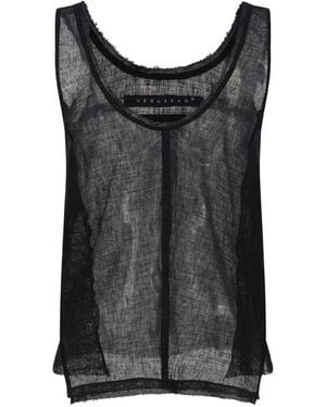Yehuafan Frayed Top - Black