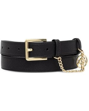 ARMANI EXCHANGE Logo-Charm Chain-Detail Belt - Black