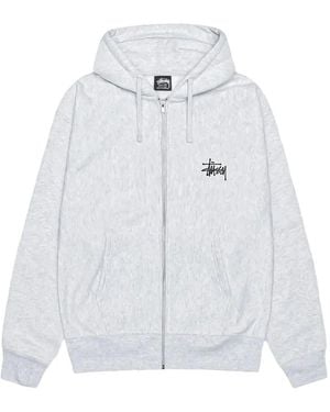 Stussy Logo-Print Zip-Fastening Hoodie - White