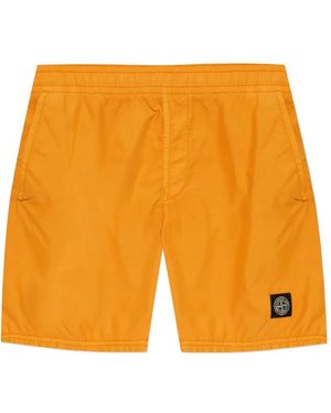 Stone Island B100B09 Brushed Nylon Regular-Fit Mid-Length Swim Shorts With Pockets - Orange