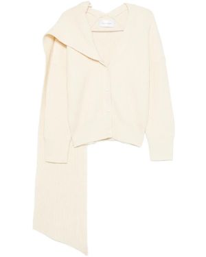 Christian Wijnants Ribbed Scarf-Attached Cardigan - White