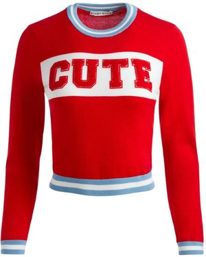 Alice + Olivia Rundhals-Pullover mit Applikation - Rot