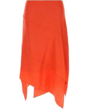 Fendi Asymmetric Silk Midi Skirt - Orange