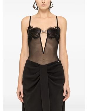 Nissa Body Con Ribete De Encaje - Negro